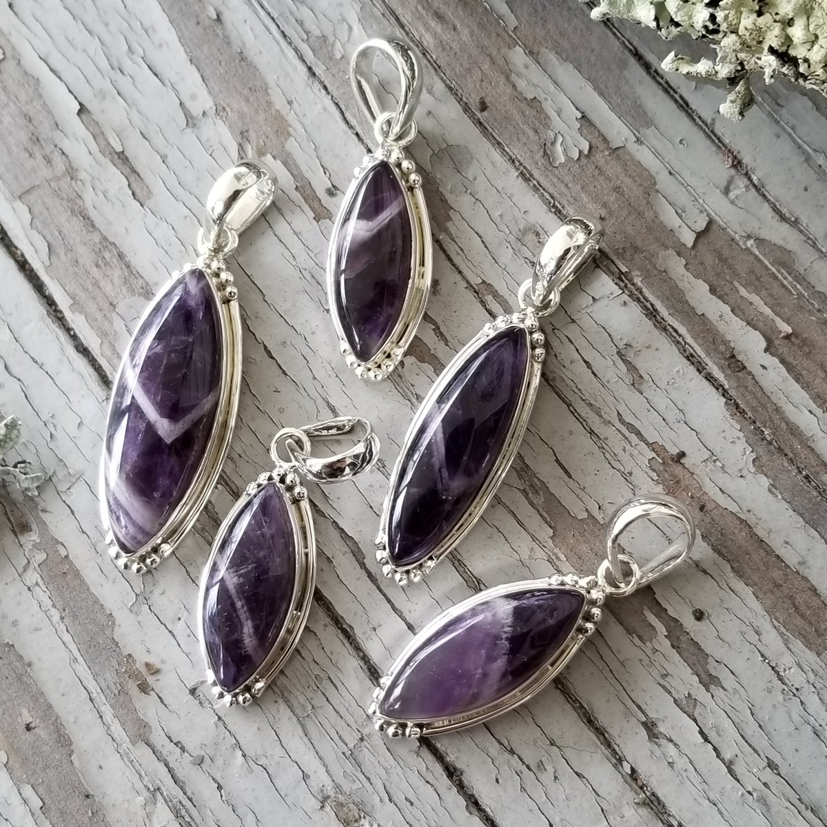 Image of Sweet Simplicity - Chevron Amethyst Pendants in Sterling Silver