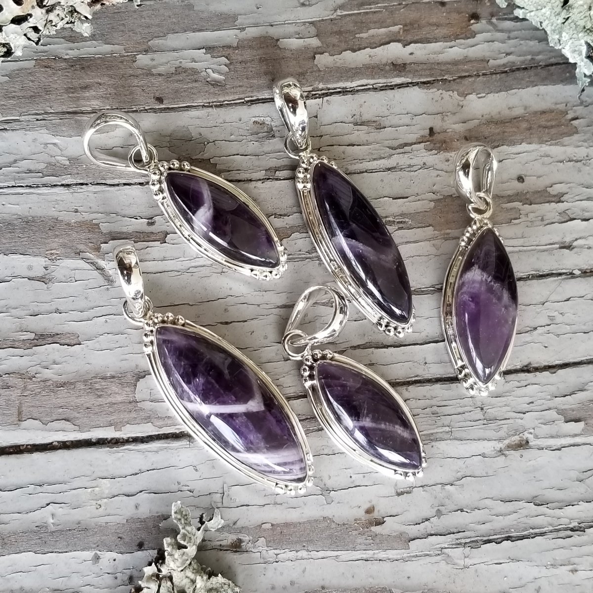 Image of Sweet Simplicity - Chevron Amethyst Pendants in Sterling Silver