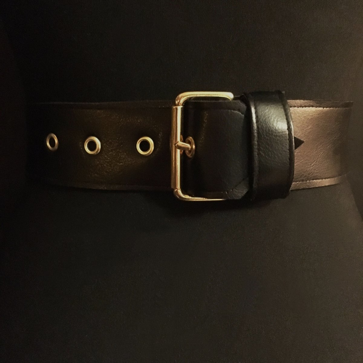 Double ring double chain cincher vegan leather and gold