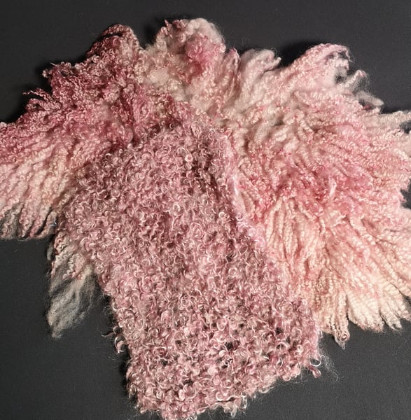 Image of Newborn photography prop, hand dyed felted curly layer with hand spun, hand dyed and hand Knit layer