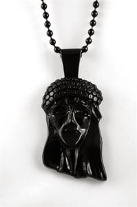 Image of AG Jewelry Black Resin Kufi Jesus Piece