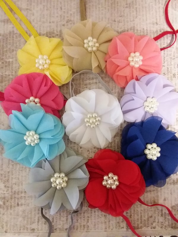 Image of ROCK BOTTOM BLOWOUT SALE - Chiffon Pearl Headbands