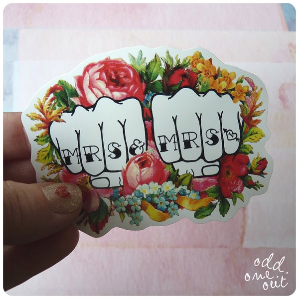 Image of Mrs & Mrs Knuckle Tattoo - Vinyl Sticker