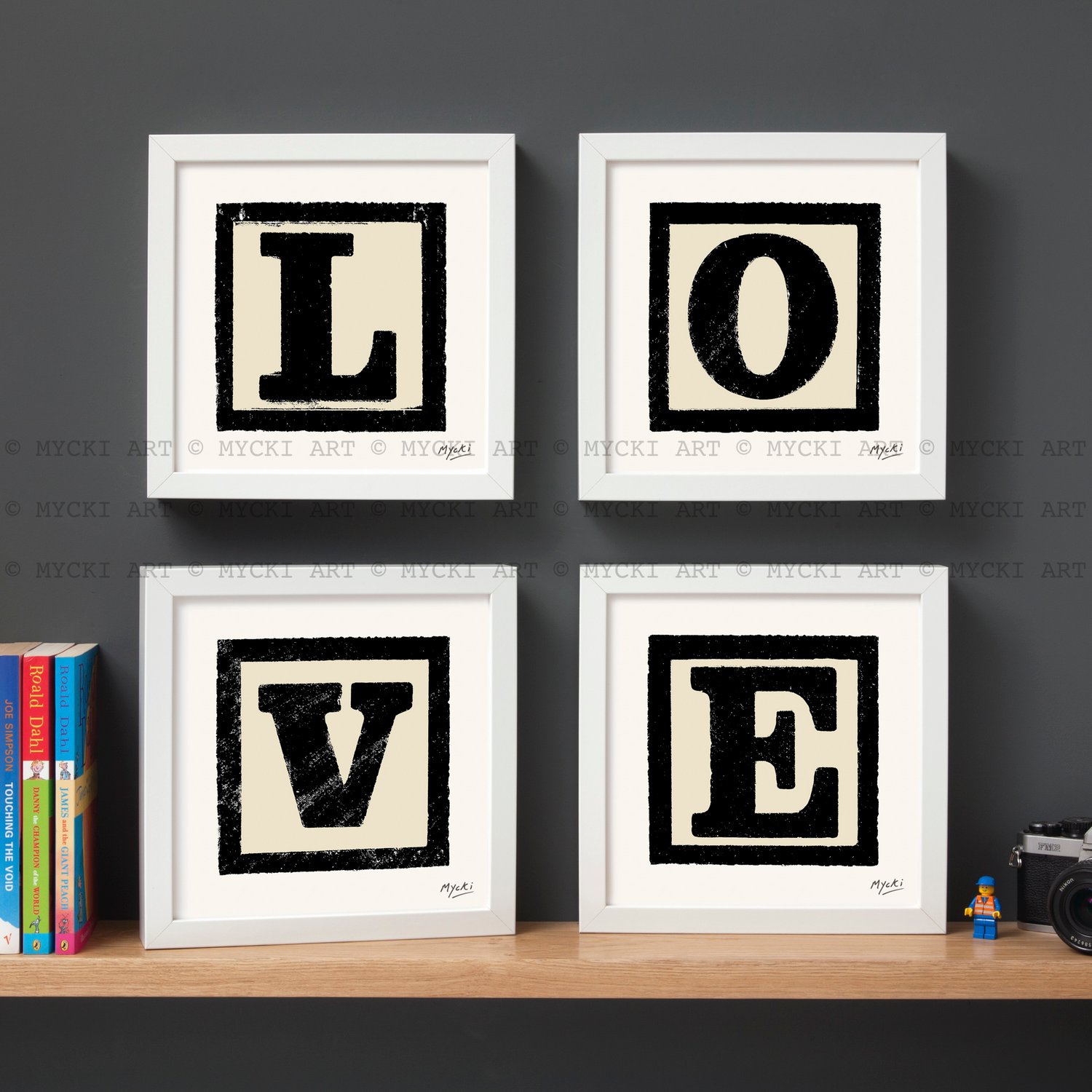 Image of LOVE LETTERS in Black - set of four