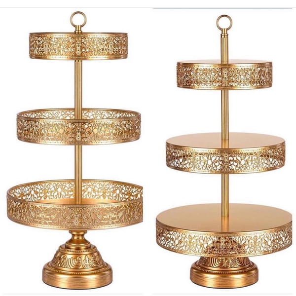 Image of Gold 3 Tiers Reversible Dessert/Cupcake Stand