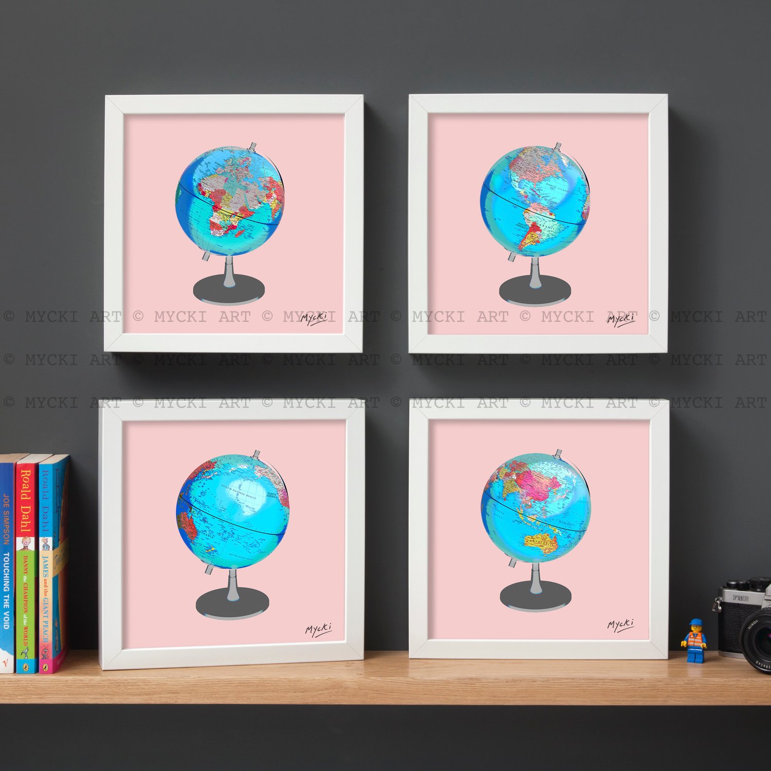 Image of Globe - all four framed prints