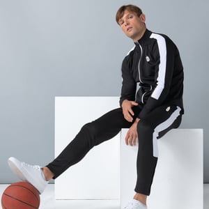 Image of SLIM FIT TRACK JACKET - BLACK/WHITE