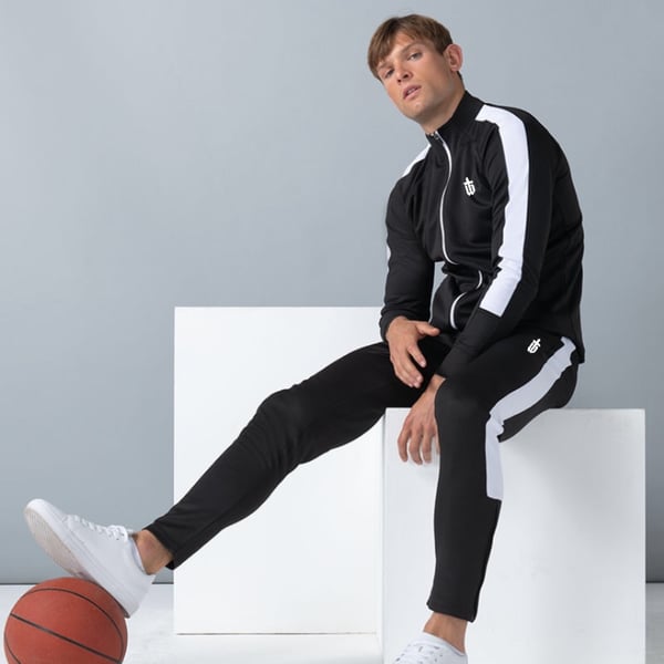 Image of SLIM FIT TRACKPANTS - BLACK/WHITE