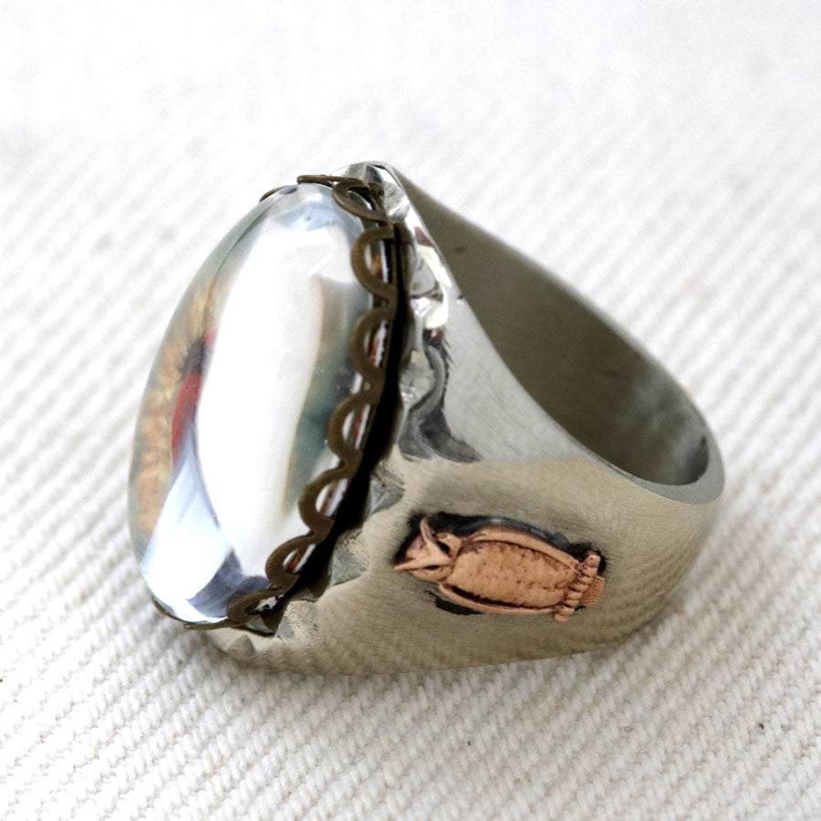 OVAL SACRED HEART IMAGE MEXICAN BIKER RING