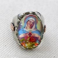 Image 1 of OVAL MARY ROSES IMAGE MEXICAN BIKER RING