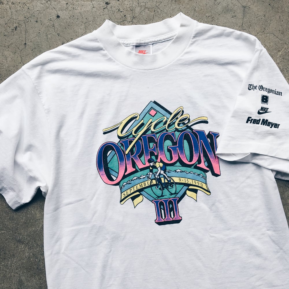 Image of Original 1990 Nike Cycle Oregon Promo Tee.