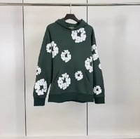 DENIM TEARS new men's women's name kapok foam printing loose velvet hooded sweater and trousers 