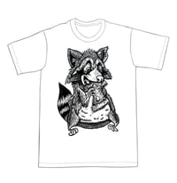 Image 1 of Raccoon eating Pizza T-shirt  (A2) **FREE SHIPPING**
