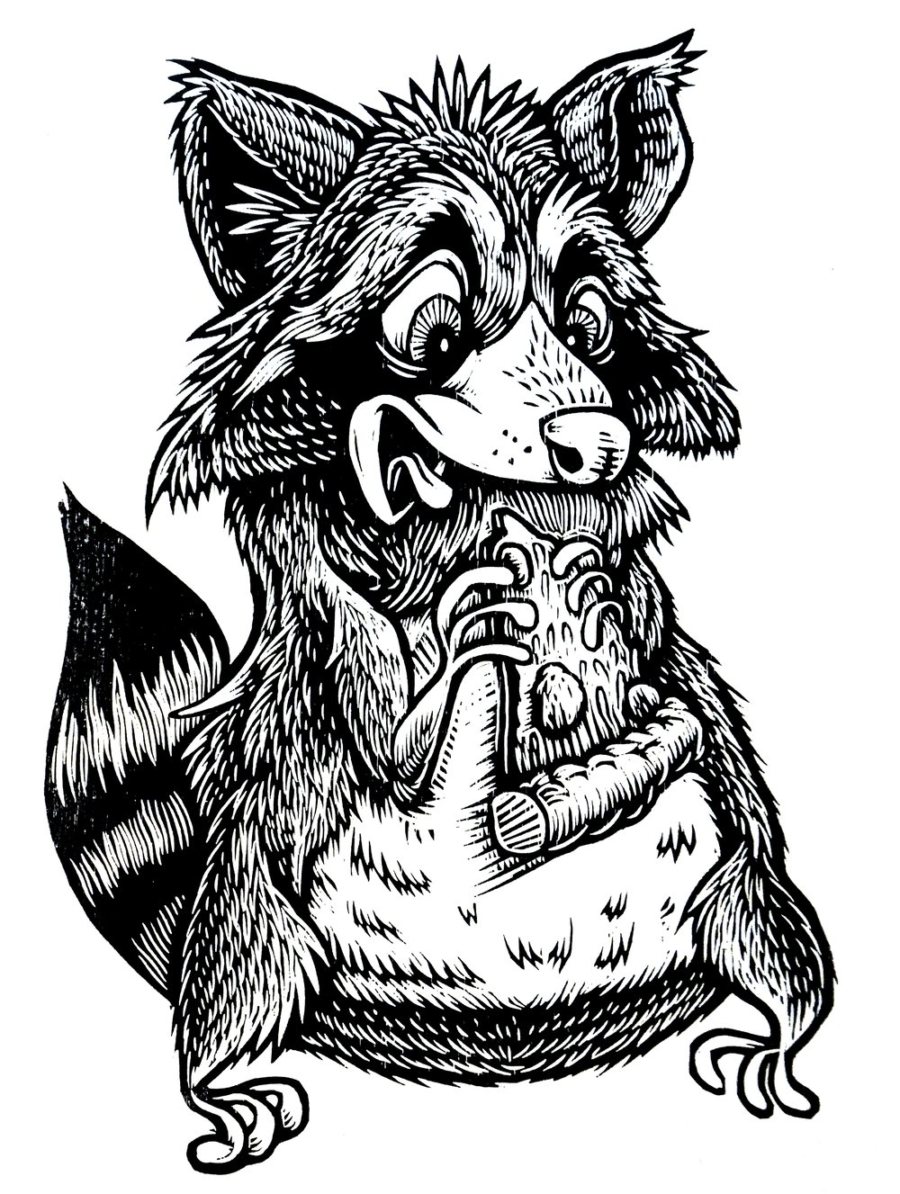Raccoon eating Pizza T-shirt  (A2) **FREE SHIPPING**
