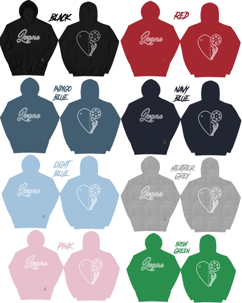 Image of Lvgns Logo Hoodie (Black, Red, Indigo Blue, Navy Blue, Light Blue, Heather Grey, Pink, Irish Green)