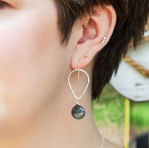 Image of Teardrop and Semi-Precious Stone Earrings - Sterling Silver