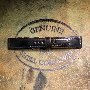 Image of Black SECRET STITCHING Horween shell cordovan strap 