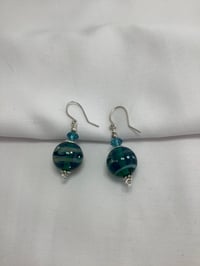 Aqua & fine silver earrings
