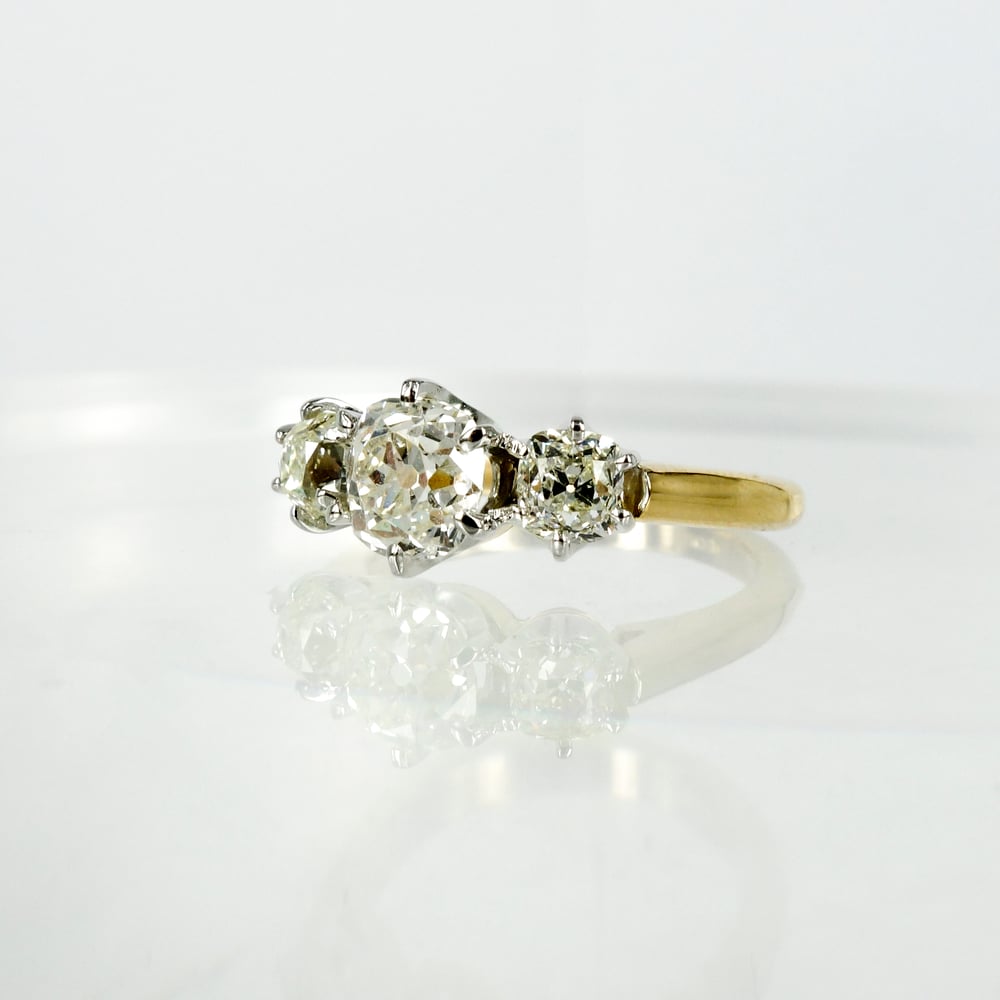 Image of pj5723 Old cut diamond trilogy ring.