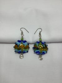 Image 1 of Blue & Green Wave Earrings