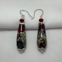 Red & Raku Teardrop Earrings