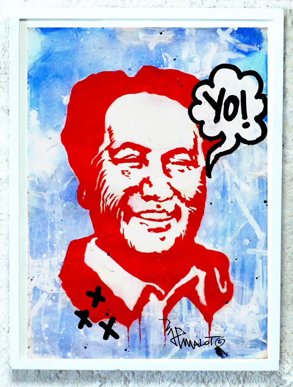 'YO! Mao, on blue'.