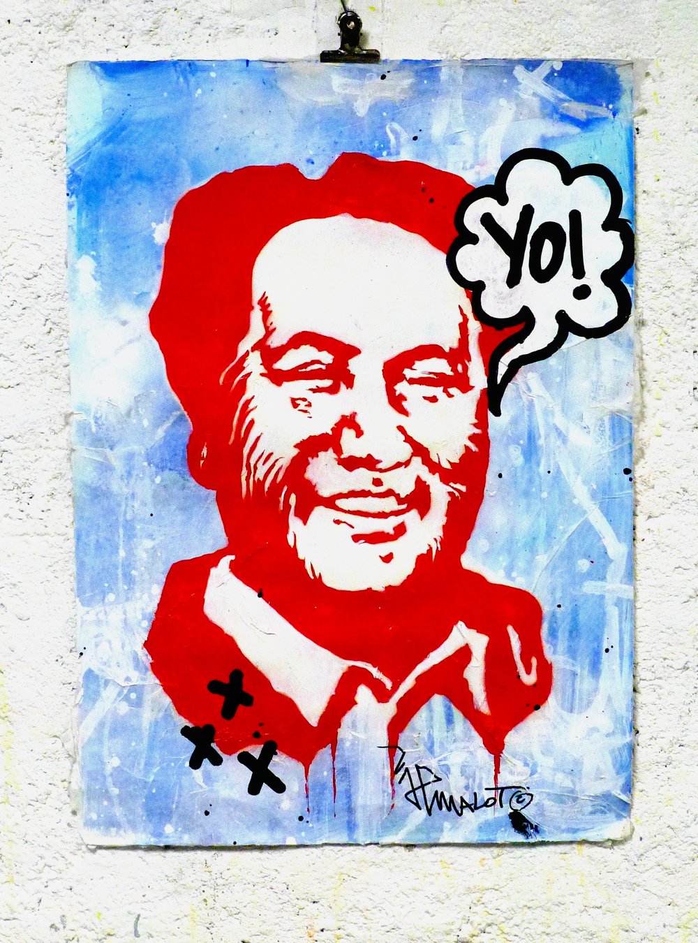 'YO! Mao, on blue'.