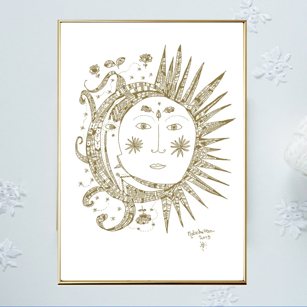 Image of Gold * Sun & Moon*_A3