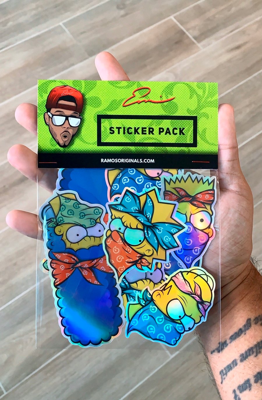 Image of Simpsons Holographic sticker pack (one full set/ 4 stickers)