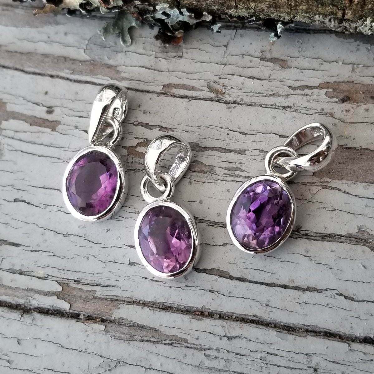 Image of Classic Facet - Amethyst Pendants in Sterling Silver