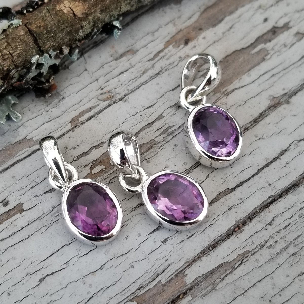 Image of Classic Facet - Amethyst Pendants in Sterling Silver