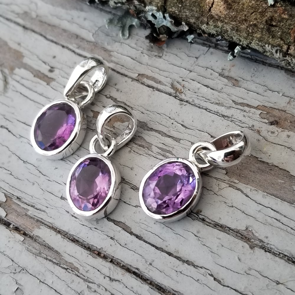 Image of Classic Facet - Amethyst Pendants in Sterling Silver 