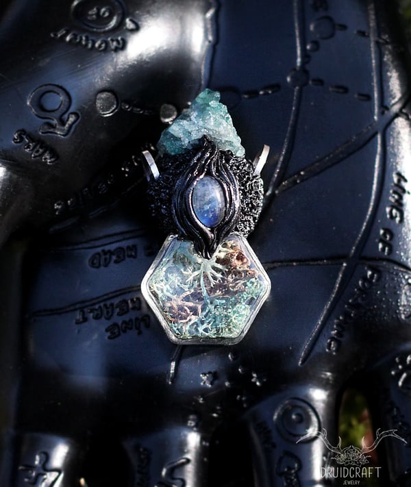 Image of Pale Blue Moss Vial Necklace