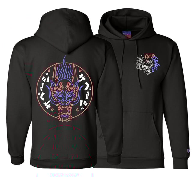 GTSVG X CHAMPION Neon Doragon Hooded Pullover