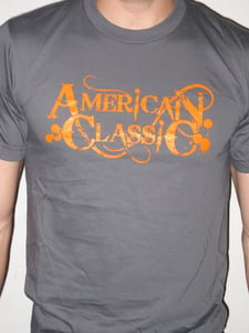 Image of AMERICAN CLASSIC T (GRAY) ORANGE FONT