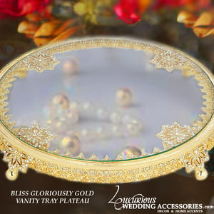 Image of Bliss Glorious Gold Round Vanity Tray Plateau