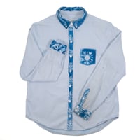 Image 1 of One of a Kind, Upcycled, Cyanotype Dress Shirt