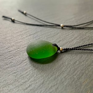 Image of Green round sea glass necklace