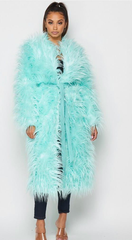 Image of Turquoise Furry Coat