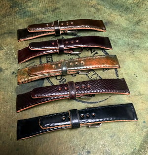 Image of Black SECRET STITCHING Horween shell cordovan strap 