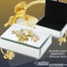 Image of  Bloom Gold Vanity Tray, Jewelry Box and Mirrored Picture Frame Set