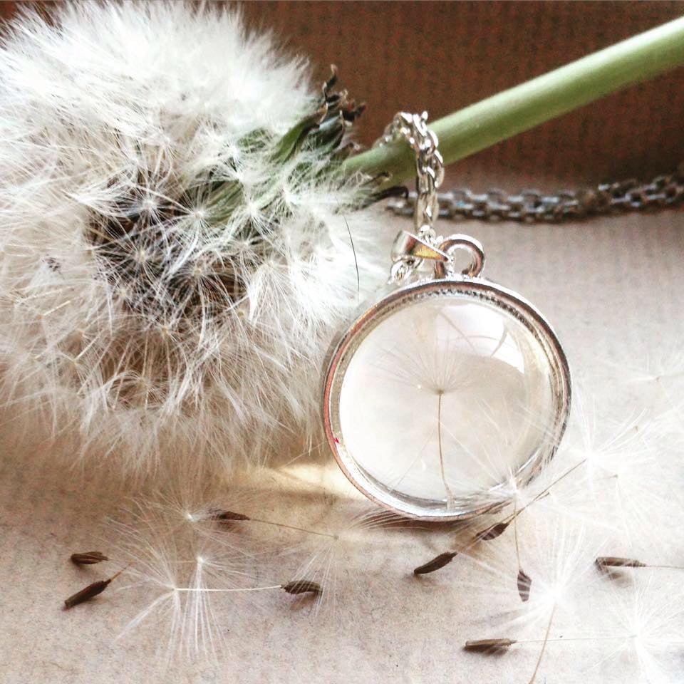 Make a Wish Dandelion Necklace pog handmade