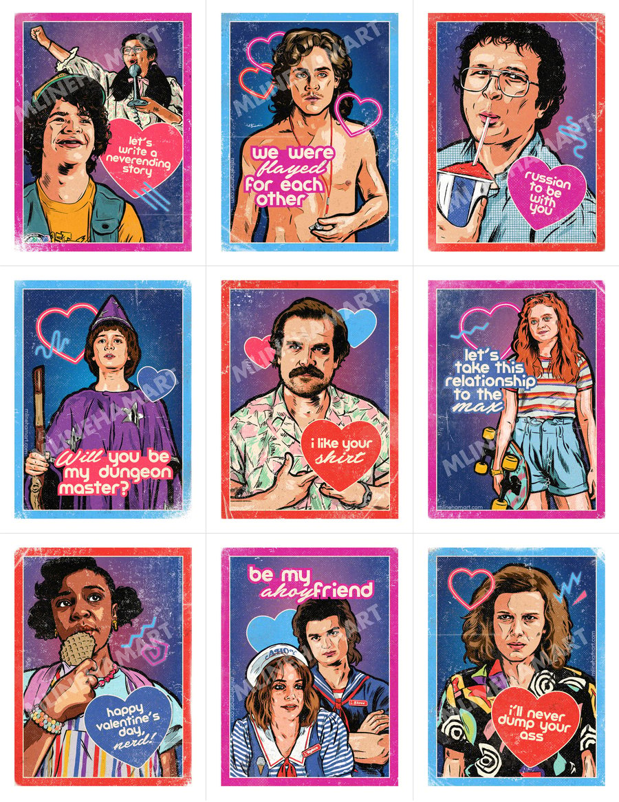 m-lineham-art-stranger-things-3-valentine-s-day-card-pack-2020