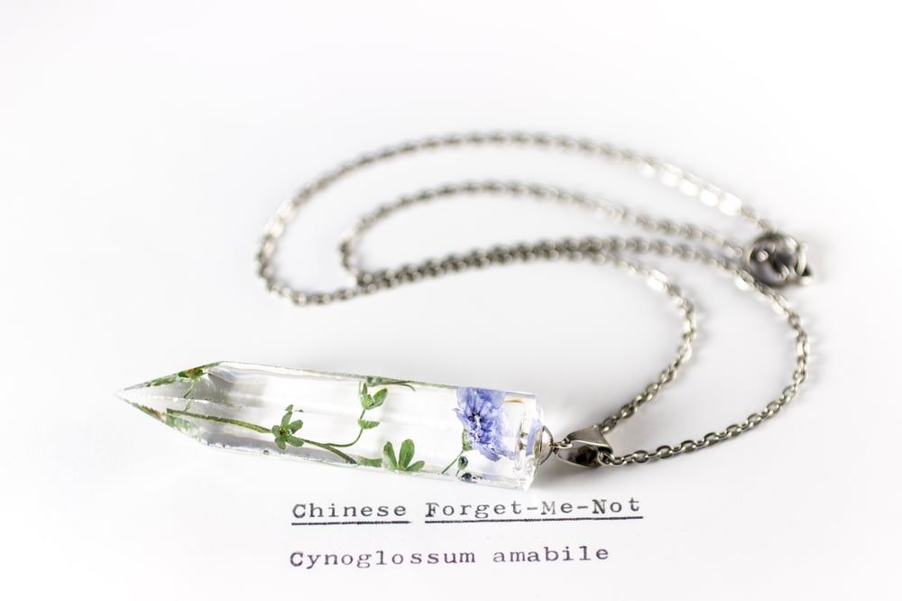 Image of Chinese Forget-Me-Not (Cynoglossum amabile) - Large Crystalline Pendant #1