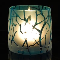 Image 2 of Blue tealight holder with twigs and stars design