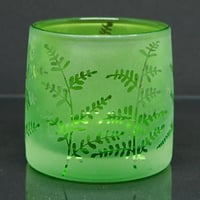 Image 1 of Green tealight holder with plants design