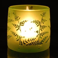 Image 2 of Green tealight holder with plants design
