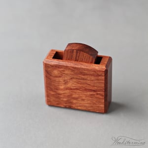 Image of Square rotating proposal ring box, secret minimalist engagement ring box in bubinga
