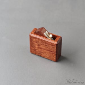 Image of Square rotating proposal ring box, secret minimalist engagement ring box in bubinga