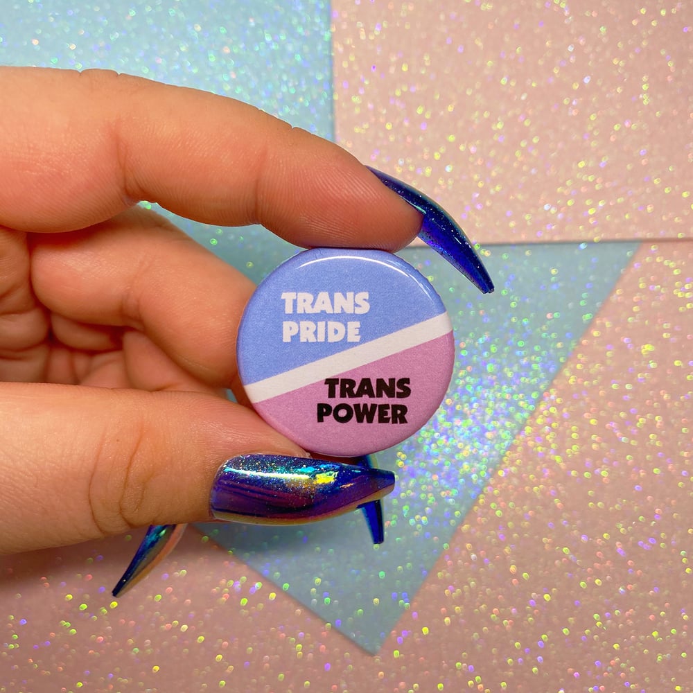 Image of Trans Pride Trans Power Button Badge
